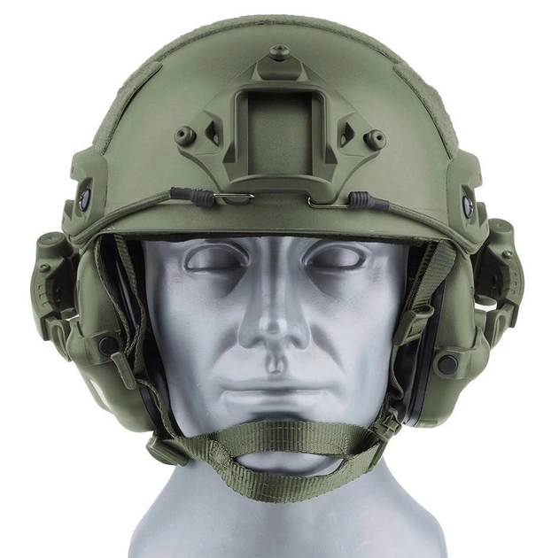 Активні навушники Earmor M31X Mark3 MilPro ORIGINAL з кріпленням на голову ( Чебурашка ) під шолом, каску ( Зелений ) - зображення 2