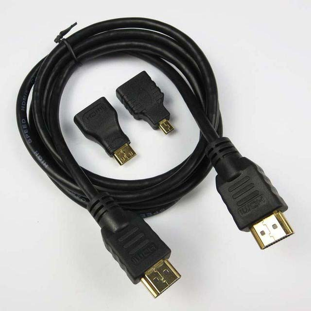 Кабель HDMI-HDMI 1,5 метра с переходниками miniHDMI и microHDMI на ...