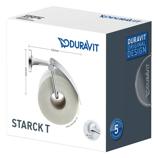 Держатель для туалетной бумаги с крышкой DURAVIT Starck T округлый металлический черный 0099404600 - изображение 5