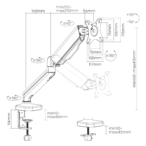 Настольное крепление для монитора OfficePro MA501 с газлифтом 17-32" 2-9 кг Black - Фото 18 Настольное крепление для монитора OfficePro MA501 с газлифтом 17-32" 2-9 кг Black - изображение 18