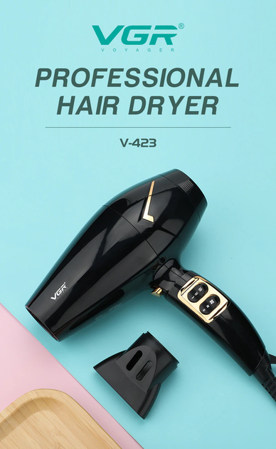 Мощный профессиональный фен для волос vgr v-423 1800-2200w - изображение 2