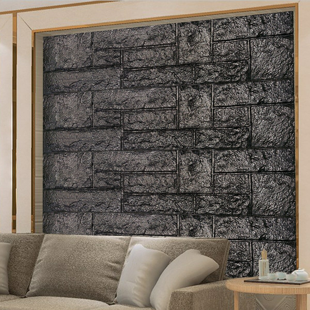 Самоклеящаяся 3D панель Sticker Wall камень черный 1115х300х11мм 197 SW-00001374 - изображение 7
