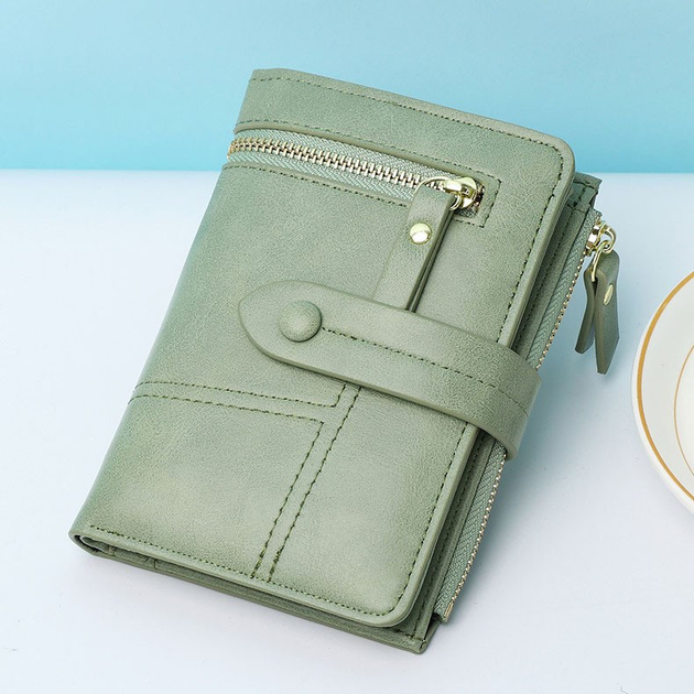 Жіночий місткий складаний шкіряний гаманець Aliri_10101 м’ятний колір
