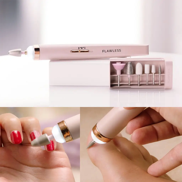 Портативный фрезер для домашнего маникюра и педикюра Flawless Salon Nails Розовый - Фото 3 Портативный фрезер для домашнего маникюра и педикюра Flawless Salon Nails Розовый - изображение 3