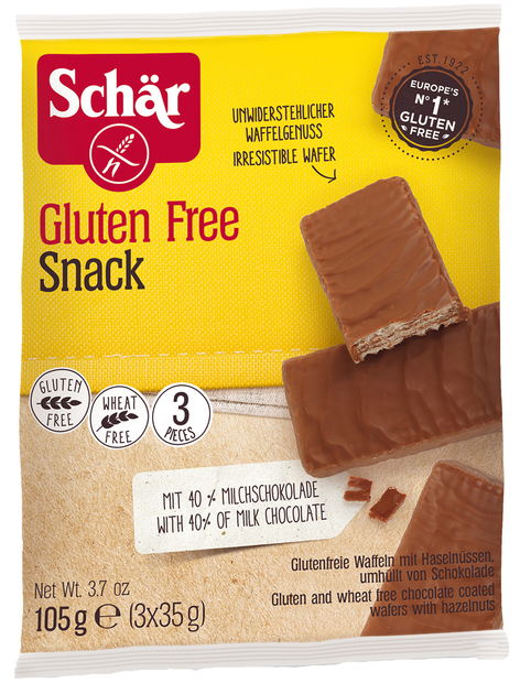 Wafle czekoladowe z orzechami laskowymi Dr. Schar Snack 105 g (x12) (8008698005286) - obraz 1