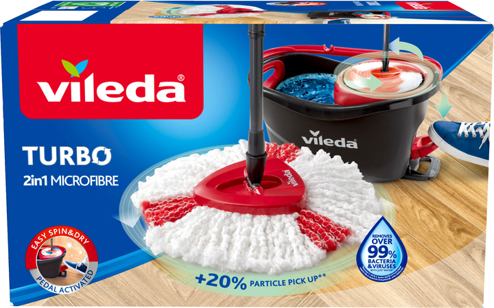 Набір для прибирання Vileda Easywring & Clean Turbo (швабра і відро з віджимом) (4023103194113) - зображення 3