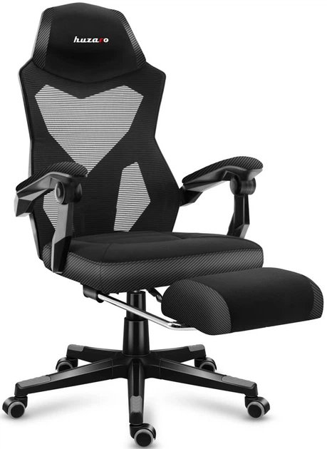 Геймерське ігрове крісло Huzaro HZ-Combat 3.0 Carbon перфорована обшивка з підставкою для ніг - зображення 5