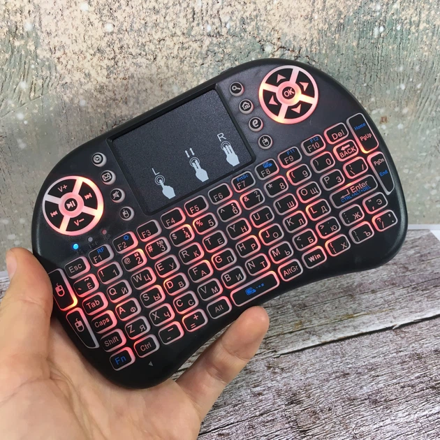 Клавиатура мини с тачпадом и подсветкой для Android Smart TV BOX UKC MWK08/i8 LED Черная - изображение 3