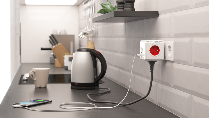 Allocacoc PowerCube Original 4 EU, 2 USB White/Red (1202RD/DEOUPC) - зображення 3