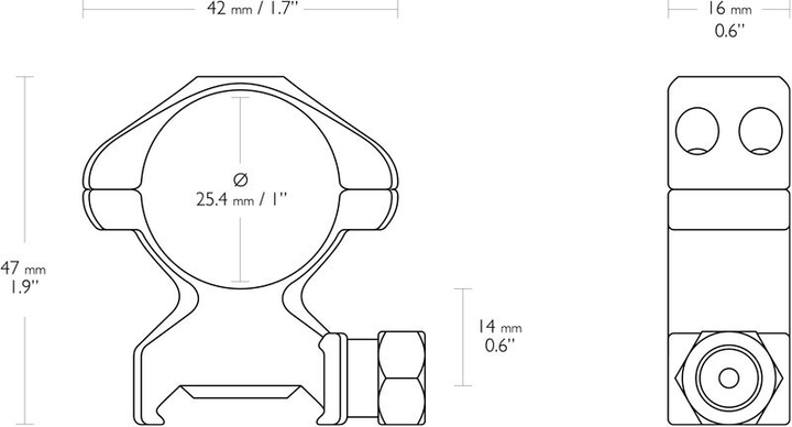 Кольца Hawke Precision Steel. d - 25.4 мм. High. Weaver/Picatinny - изображение 2