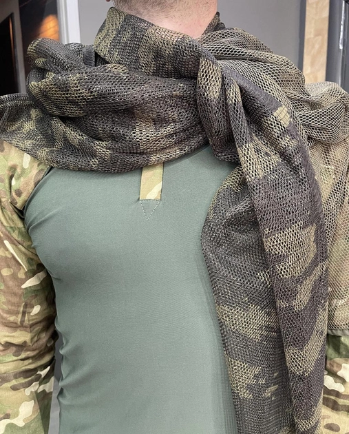 Снайперська сітка військова тактична, камуфляж, 1,4 м х 1,8 м, чоловіча головна хустка, літній шарф у сітку прямокутний - зображення 2