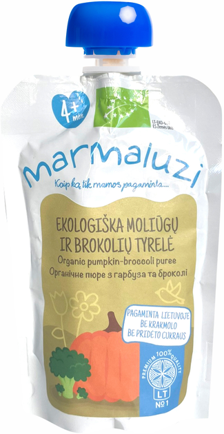 Органічне пюре Marmaluzi з Гарбуза та Броколі в паучі 90 г (4779031614482) - зображення 1