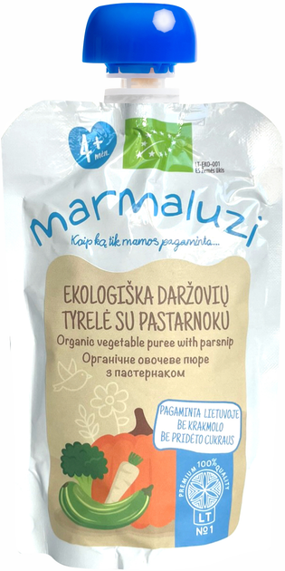 Органічне овочеве пюре Marmaluzi з Пастернаком у паучі 90 г (4779031614505) - зображення 1