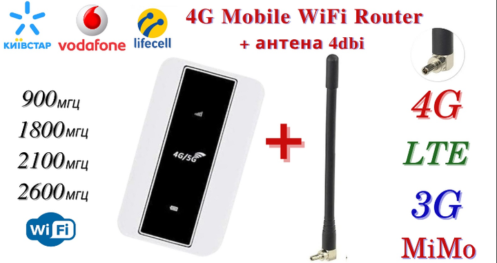Универсальный 4G MOBILE ROUTER модем/роутер USB WI-FI LTE + 1 антенна 4G(LTE) 4 db - Фото 2 Универсальный 4G MOBILE ROUTER модем/роутер USB WI-FI LTE + 1 антенна 4G(LTE) 4 db - изображение 2
