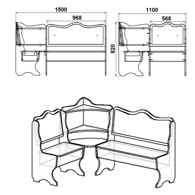 Кухонный уголок Дакар Компанит Бук + Бостон грей – фото, отзывы ...