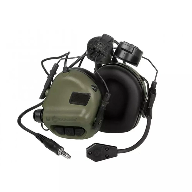 Тактичні навушники EARMOR M32Н Olive з кріпленням - зображення 1