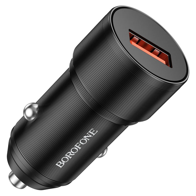 Зарядне автомобільне BOROFONE BZ19A Wisdom (1USB 3A QC3.0 18W) Чорний ...