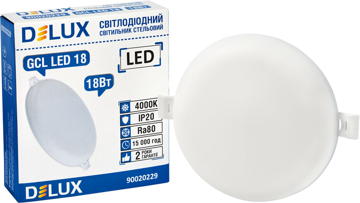 Вбудований стельовий світильник DELUX GCL LED 18 4000К (90020229) - зображення 2