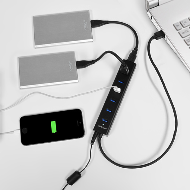 Hub USB 7 w 1 Axagon USB 3.0 (HUE-SA7BP) - obraz 5