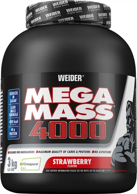 Гейнер Weider Mega Mass 4000 3 кг Клубника (4044782325858) – фото ...