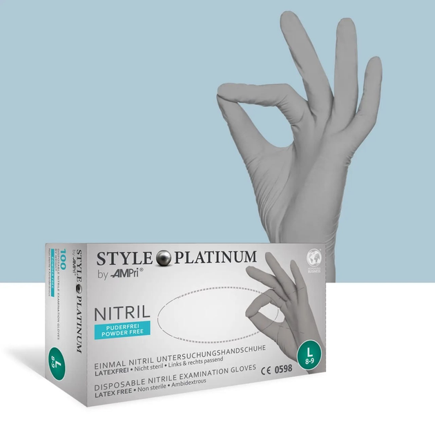 Рукавички медичні нітрілові неопудрені Ampri Style Platinum S - изображение 1