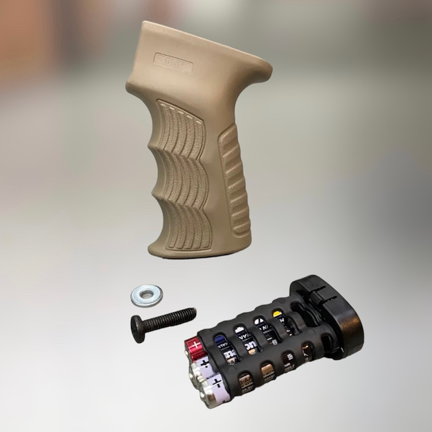 Рукоятка пистолетная для AK 47/74, прорезиненная GRIP DLG-098, цвет Койот, с отсеком для батареек - изображение 1