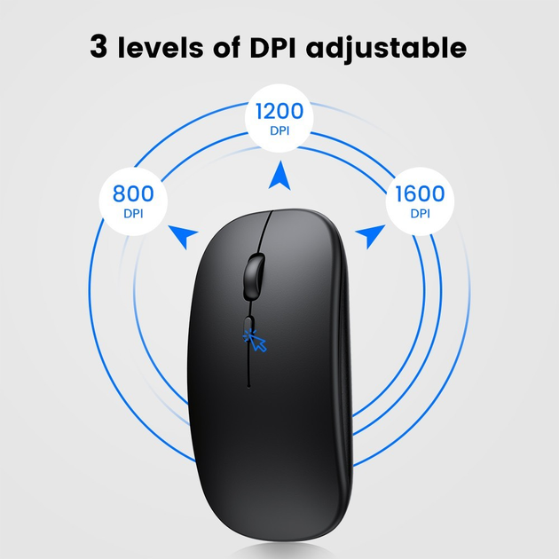 Бездротова акумуляторна мишка Bluetooth та USB адаптер Shenzhen Technology, чорна - изображение 4