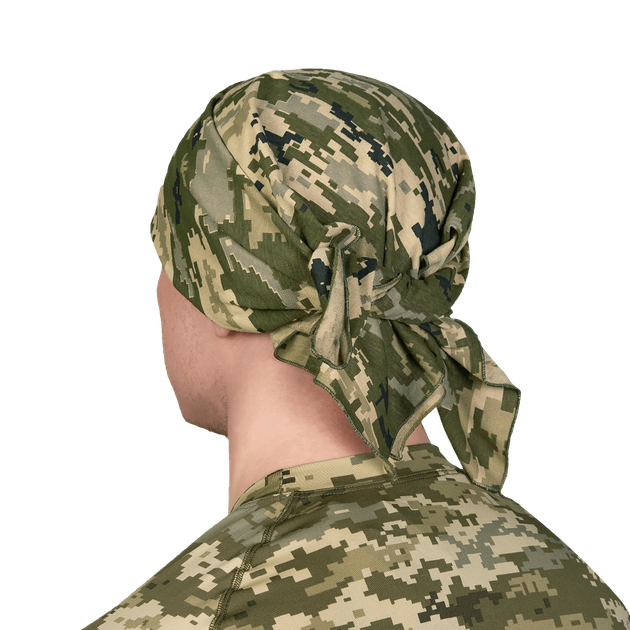 Легка бавовняна Бандана на голову CamoTec / Щільна багатофункціональна Хустка піксель розмір 60х60см - зображення 3