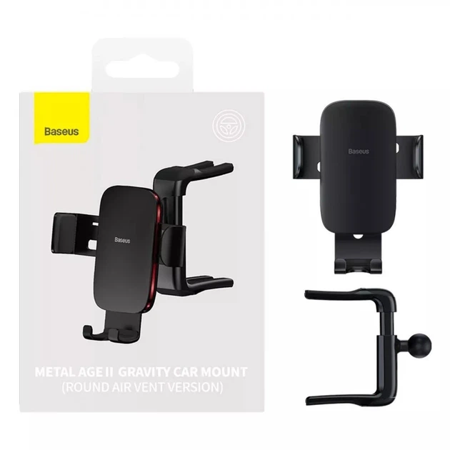 Автодержатель Baseus Metal Age Gravity Car Mount Round Air Vent Version Black (770903) - изображение 6