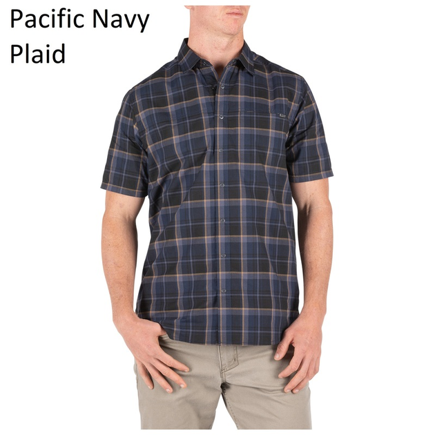 Рубашка 5.11 HUNTER PLAID SHORT SLEEVE SHIRT, 71374 Large, Pacific Navy Plaid - изображение 1