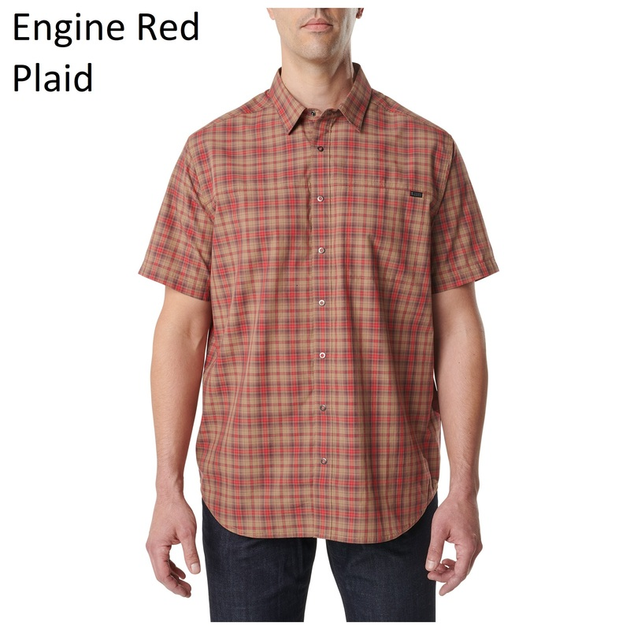 Рубашка 5.11 HUNTER PLAID SHORT SLEEVE SHIRT, 71374 Medium, Engine Red Plaid - изображение 2