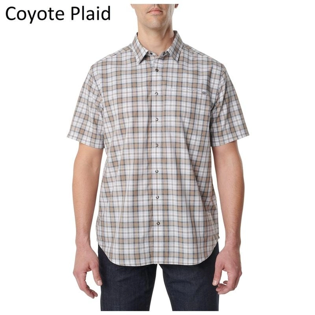 Рубашка 5.11 HUNTER PLAID SHORT SLEEVE SHIRT, 71374 Medium, Coyote Plaid - изображение 1