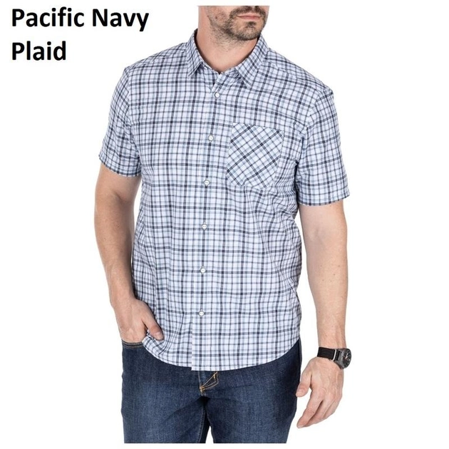 Рубашка с коротким рукавом 5.11 CARSON PLAID SHORT SLEEVE SHIRT 71394 Medium, Pacific Plaid - изображение 1