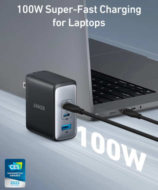 Сетевое зарядное устройство ANKER PowerPort 736 Nano II - 100W 2xUSB-C PD & 1xPIQ GaN - Фото 3 Сетевое зарядное устройство ANKER PowerPort 736 Nano II - 100W 2xUSB-C PD & 1xPIQ GaN - изображение 3