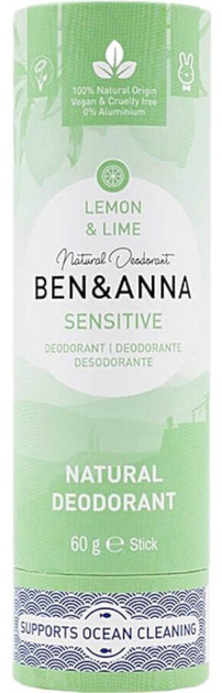 Натуральний дезодорант для тіла Ben & Anna Lemon & Lime Sensitive 60 г (4260491220585) - зображення 1