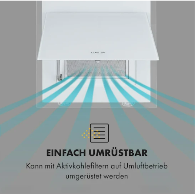 Витяжка Klarstein Mirage 60 550 м³/год сенсорна панель Ambient EEC A++ біла - зображення 4