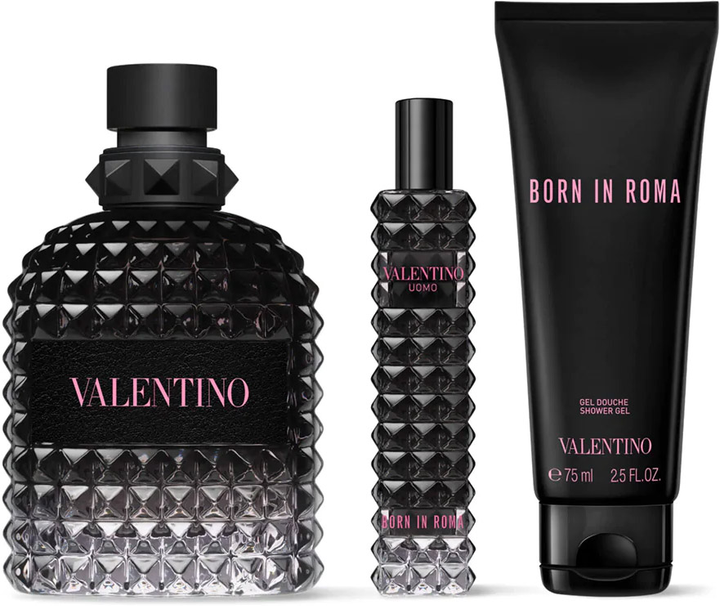 Zestaw Valentino Uomo Born In Roma Woda toaletowa 100 ml + Woda toaletowa 15 ml + Żel pod prysznic 75 ml (3614273919944) - obraz 2