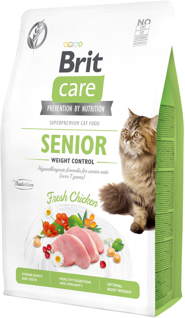 Сухий корм для літніх котів Brit care Cat gf Senior Гіпоалергенний зі смаком курки 2 кг (8595602540945) - зображення 1