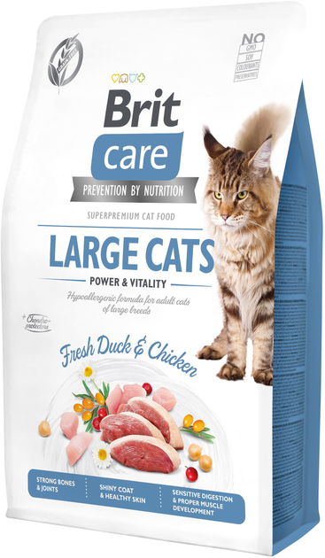 Сухий корм для дорослих великих котів Brit care Cat gf зі смаком курки 2 кг (8595602540914) - зображення 1