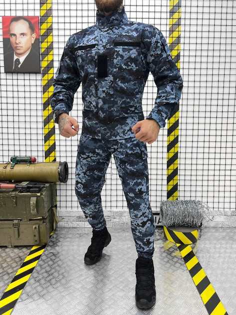 Тактичний військовий комплект Статутний ВМСУ ( Кітель + Штани ), Камуфляж: Піксель, Розмір: XXL - зображення 1
