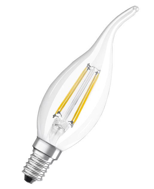 Лампа светодиодная филаментная 4W 220V 470lm 2700K E14 35х121mm свеча ...