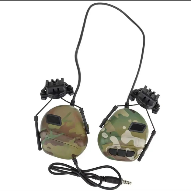 Наушники активные тактические на шлем под рейлы олива Active Helmet Headset Olive - изображение 1