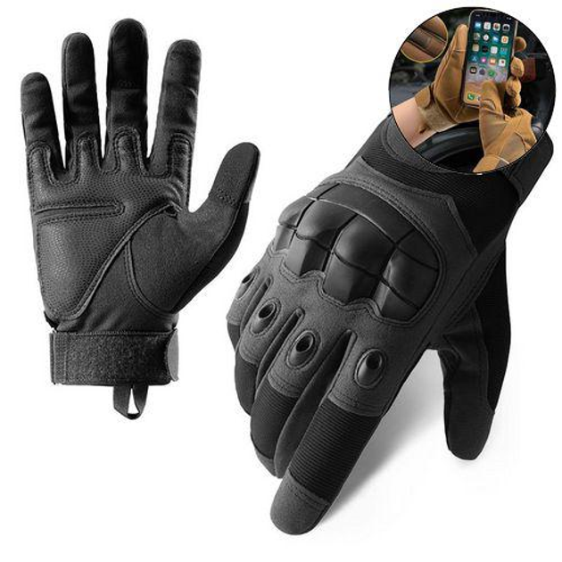 Рукавички тактичні сенсорні BDA; XL/10; Чорний. Універсальні тактичні рукавички з пальцями. Армійські рукавички - зображення 1