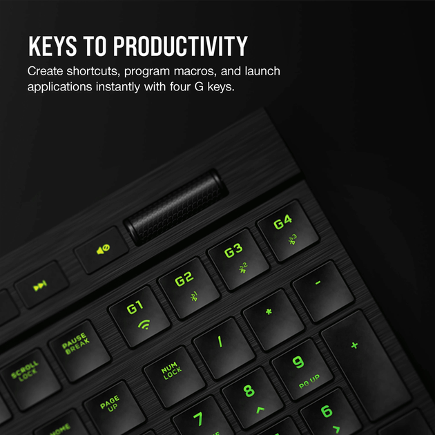 Klawiatura bezprzewodowa Corsair K100 Air Cherry MX Ultra Low Profile RGB Wireless Czarna (CH-913A01U-NA) - obraz 11