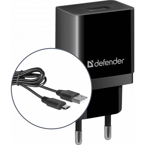 Зарядний пристрій Defender 83556 1xUSB 2.1A кабель micro-USB UPC-11 чорний - зображення 3
