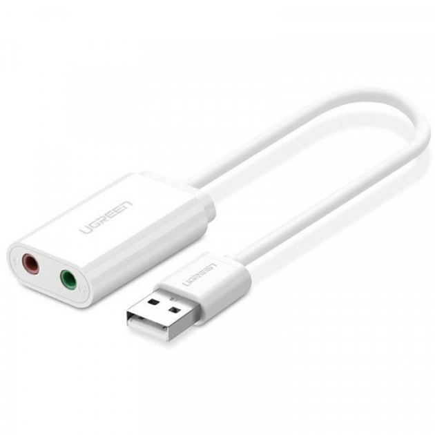 Звуковая карта Ugreen US205 30143 USB AUX Jack TRRS Mic/EarALC4042 15cm Белая - изображение 1
