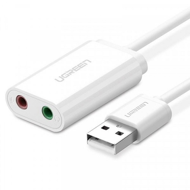 Звуковая карта Ugreen US205 30143 USB AUX Jack TRRS Mic/EarALC4042 15cm Белая - изображение 2