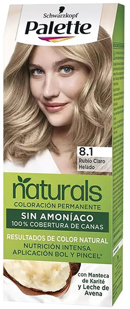 Trwała farba kremowa do włosów Schwarzkopf Palette Naturals Color Creme 8.1 Matowy jasny blond (8410436362566) - obraz 1