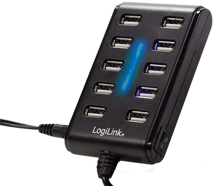 Hub USB 10 w 1 Logilink USB 2.0 (4052792006896) - obraz 1