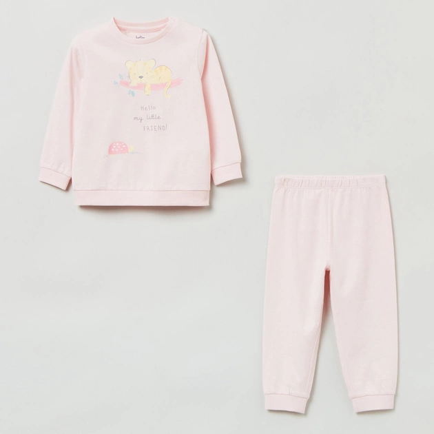 Піжама (футболка з довгими рукавами + штани) дитяча OVS Pyjama Girl Heavenly Pin 1812959 80 см Pink (8056781437827) - зображення 1